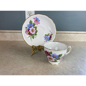 Royal Vale Bone China Colorful Painted Flowers Tea Cup And Saucer Set